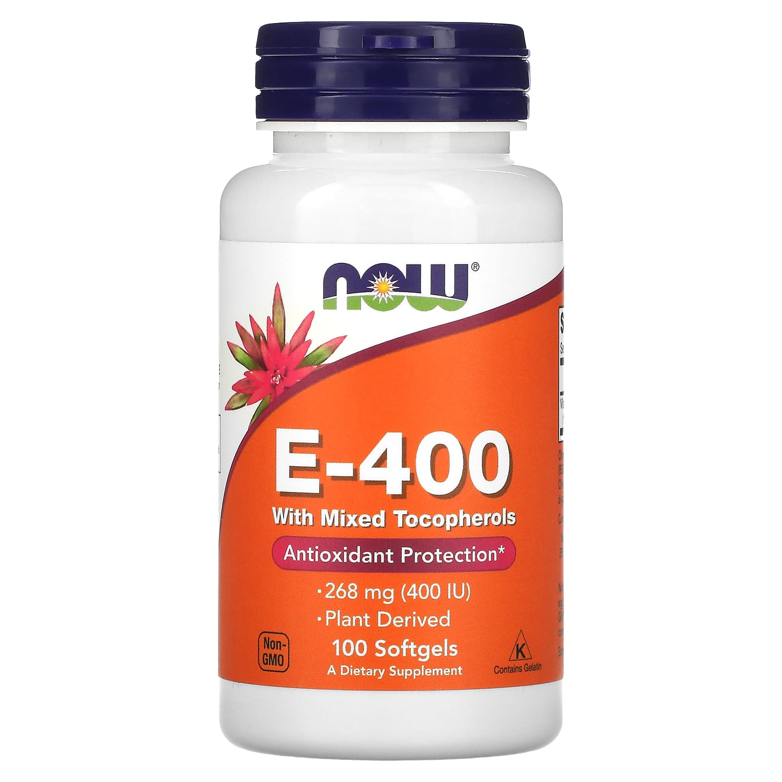 Vitamina E-400 - Natural (Tocoferóis Mistos), 100 softgels, Now Foods