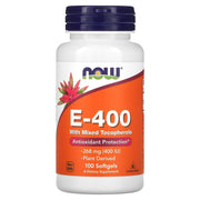 Vitamina E-400 - Natural (Tocoferóis Mistos), 100 softgels, Now Foods