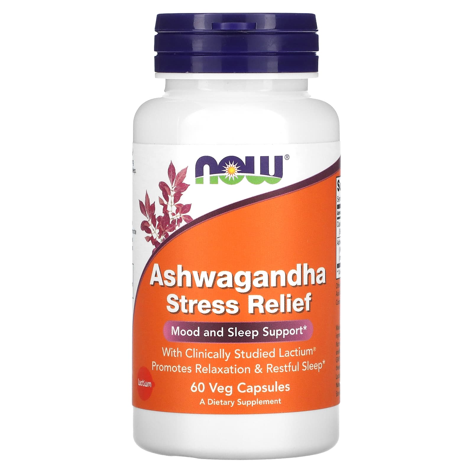 Alívio do estresse com Ashwagandha, 60 vcaps, Now Foods