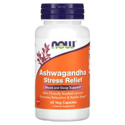 Alívio do estresse com Ashwagandha, 60 vcaps, Now Foods