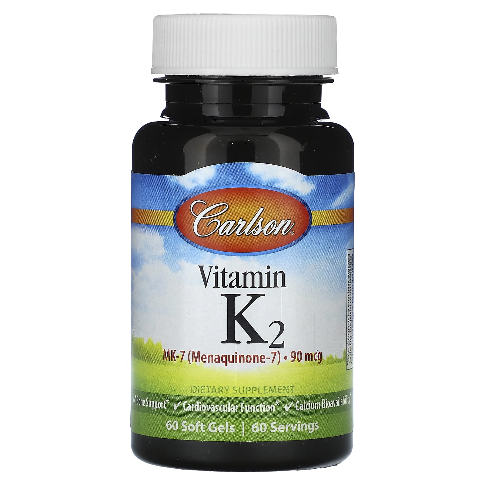 Vitamina K2 MK-7, 90 mcg - 60 cápsulas gelatinosas - Carlson Labs
