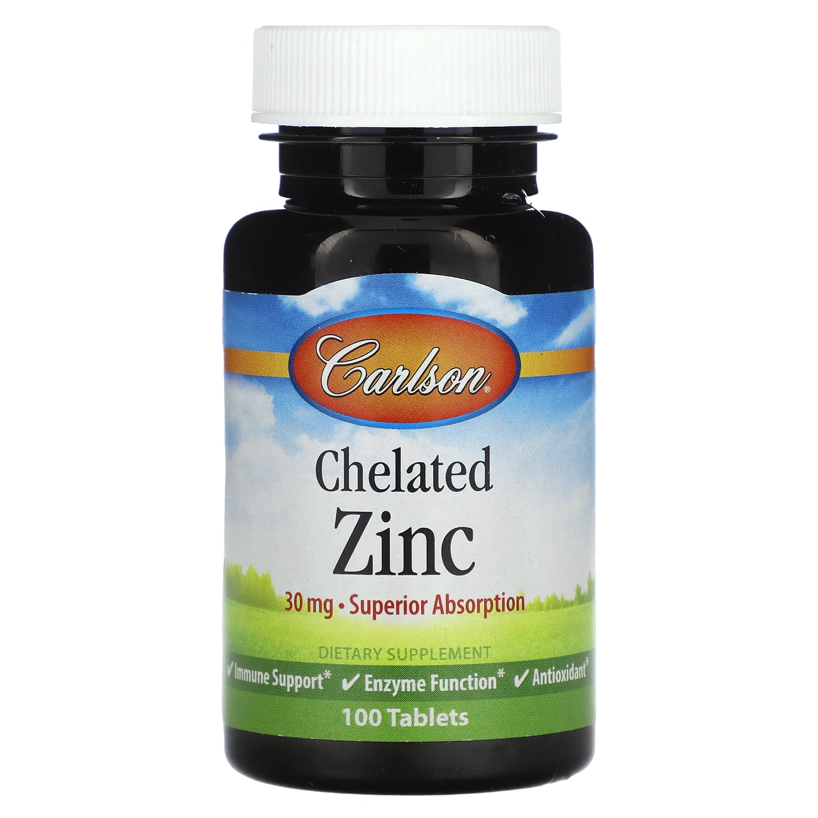 Zinco quelatado, 30 mg - 100 comprimidos - Carlson Labs