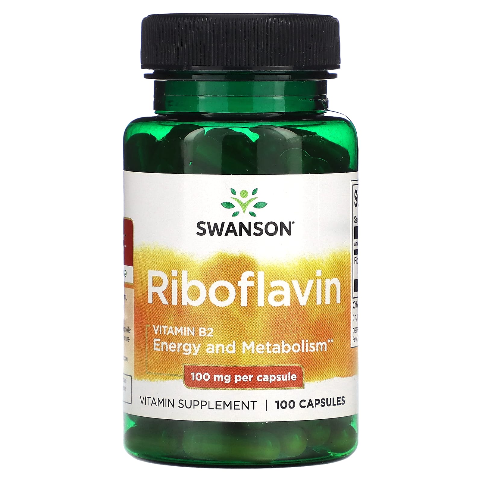Vitamina B-2 (Riboflavina) 100 mg, 100 Cápsulas, Swanson