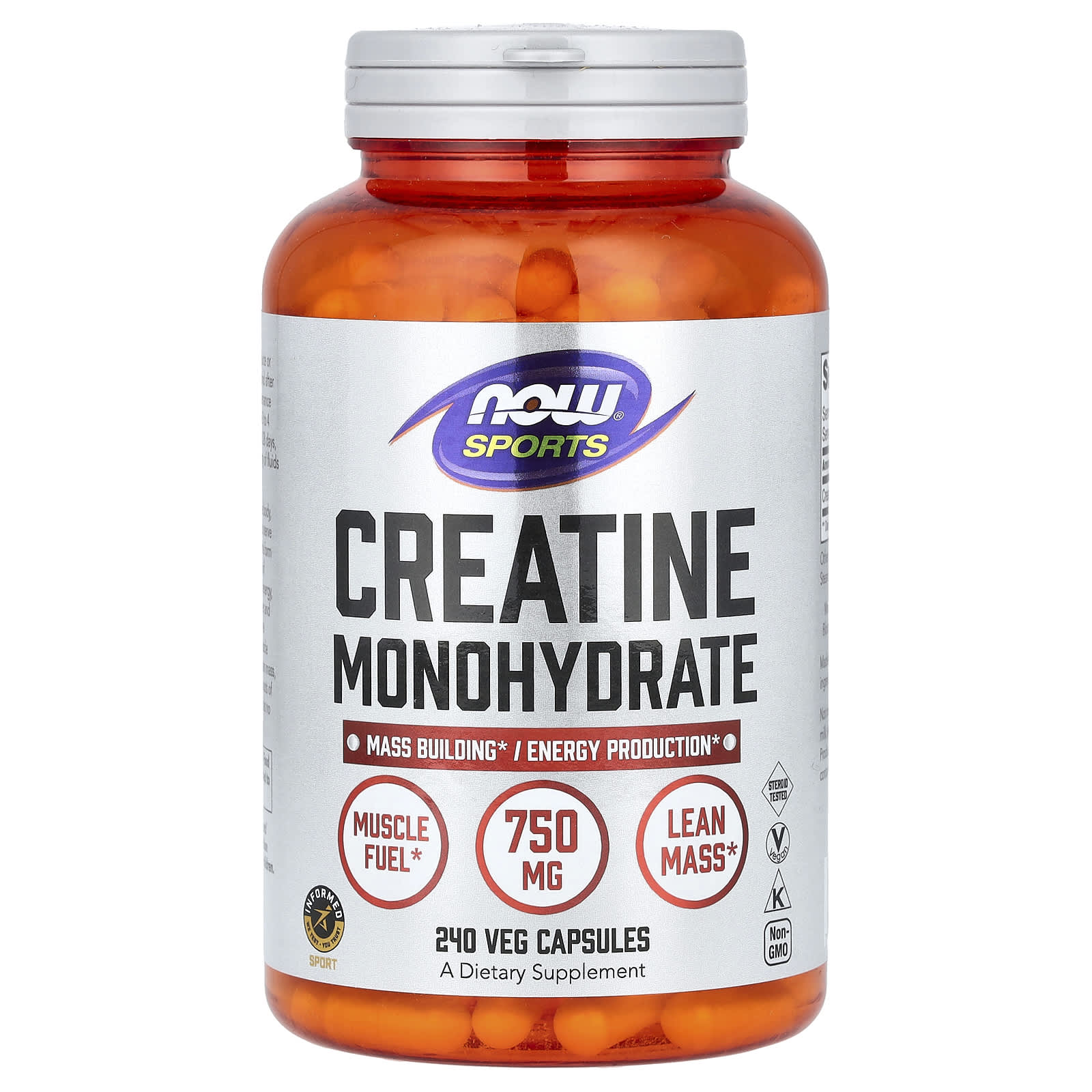 Monohidrato de creatina, 240 vcaps, Now Foods