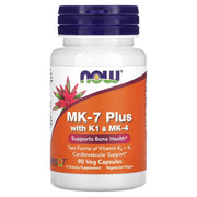 MK-7 Plus com K1 e MK-4, 90 vcaps, Now Foods