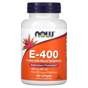 Vitamina E-400 UI com Selênio, 100 softgels, Now Foods