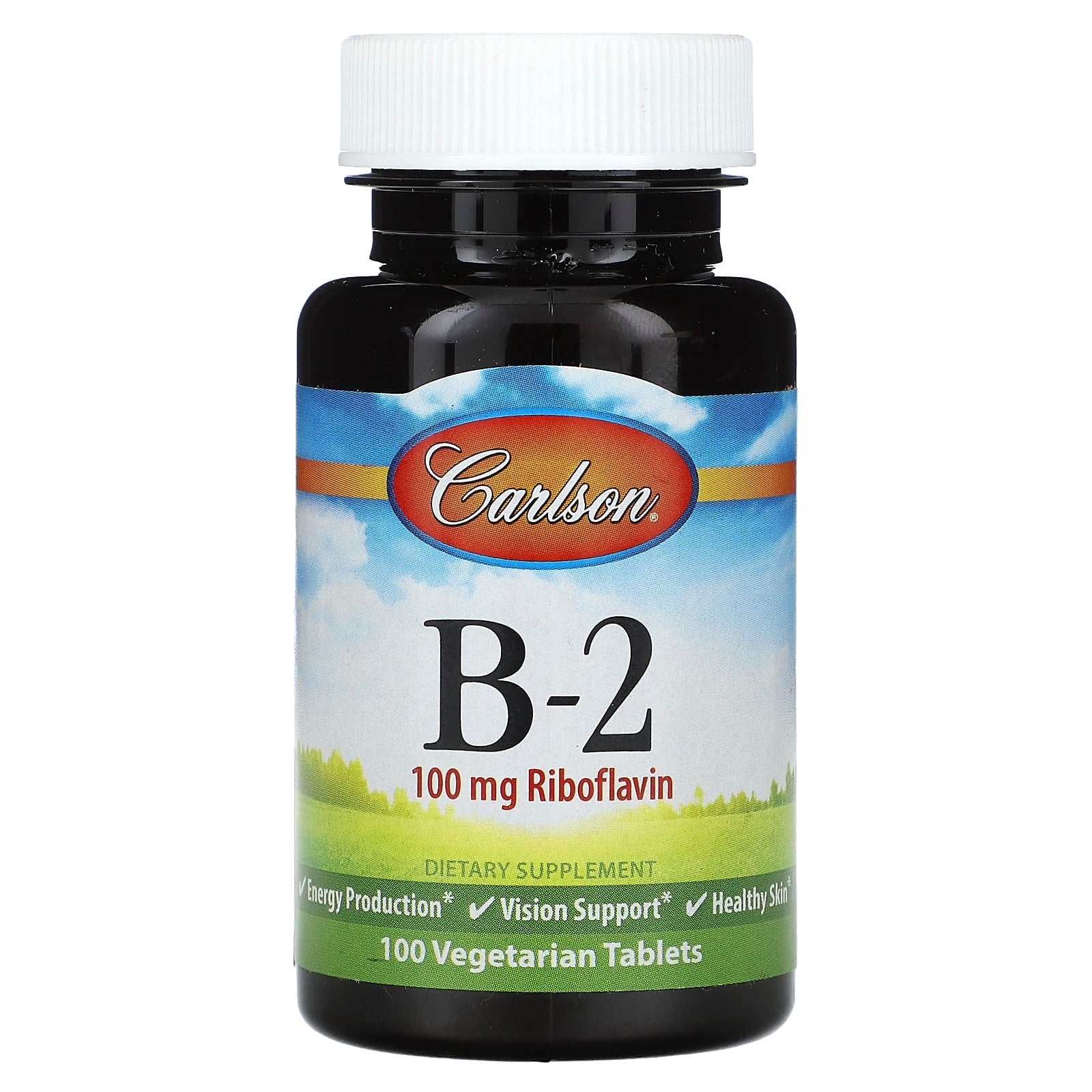 Vitamina B-2, 100mg - 100 comprimidos vegetarianos - Carlson Labs