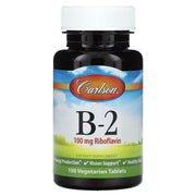 Vitamina B-2, 100mg - 100 comprimidos vegetarianos - Carlson Labs