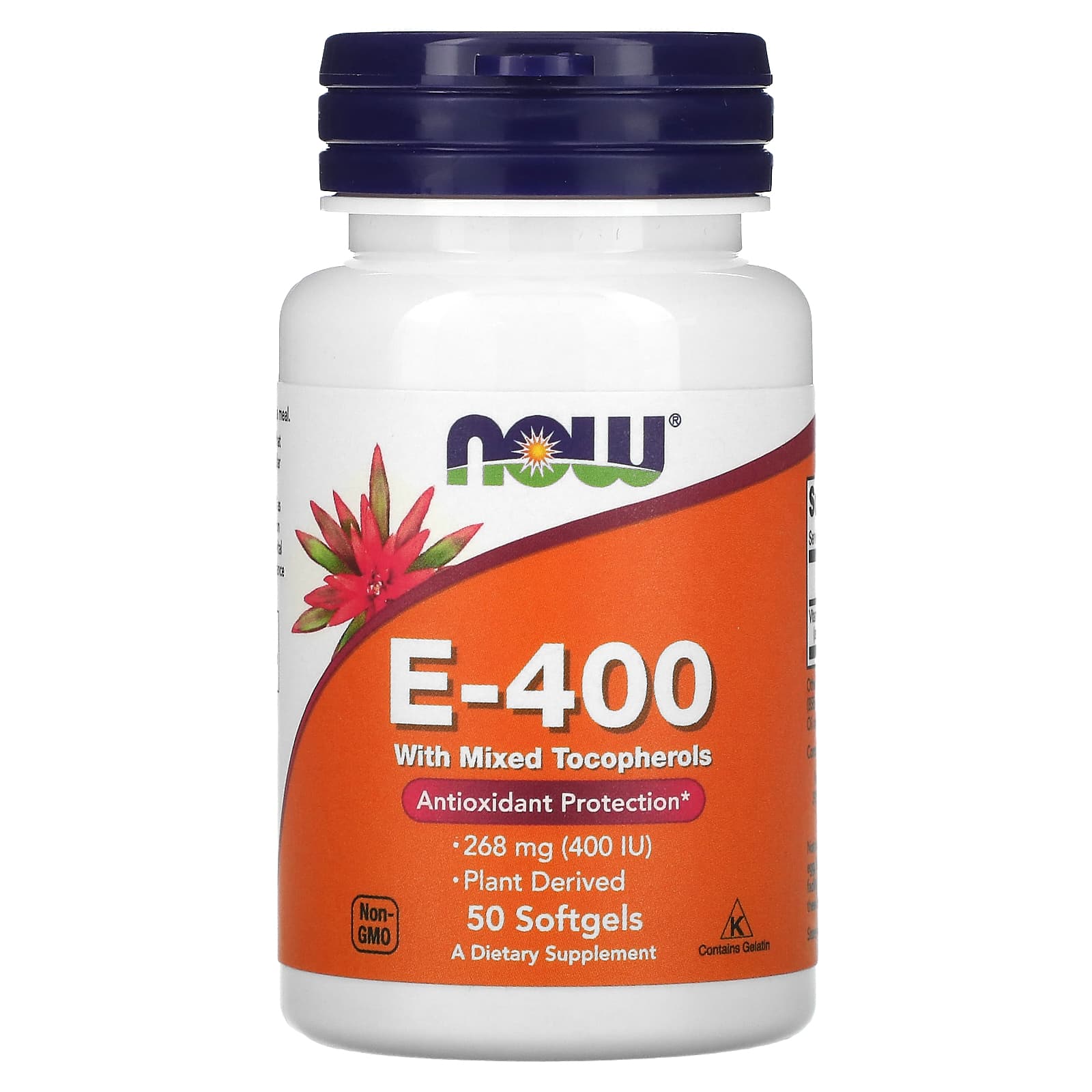 Vitamina E-400 - Natural (Tocoferóis Mistos), 50 softgels, Now Foods