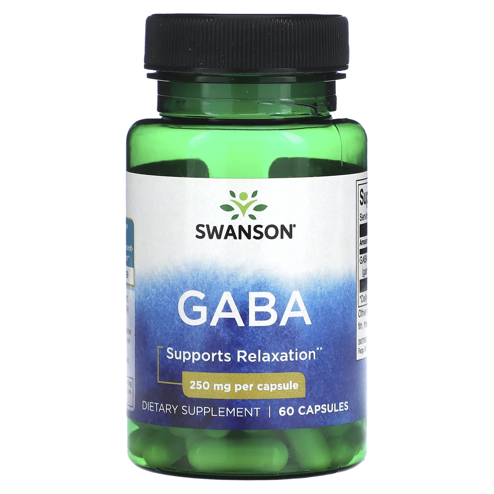 GABA, Força Máxima 750 mg, 60 Cápsulas Vegetais, Swanson