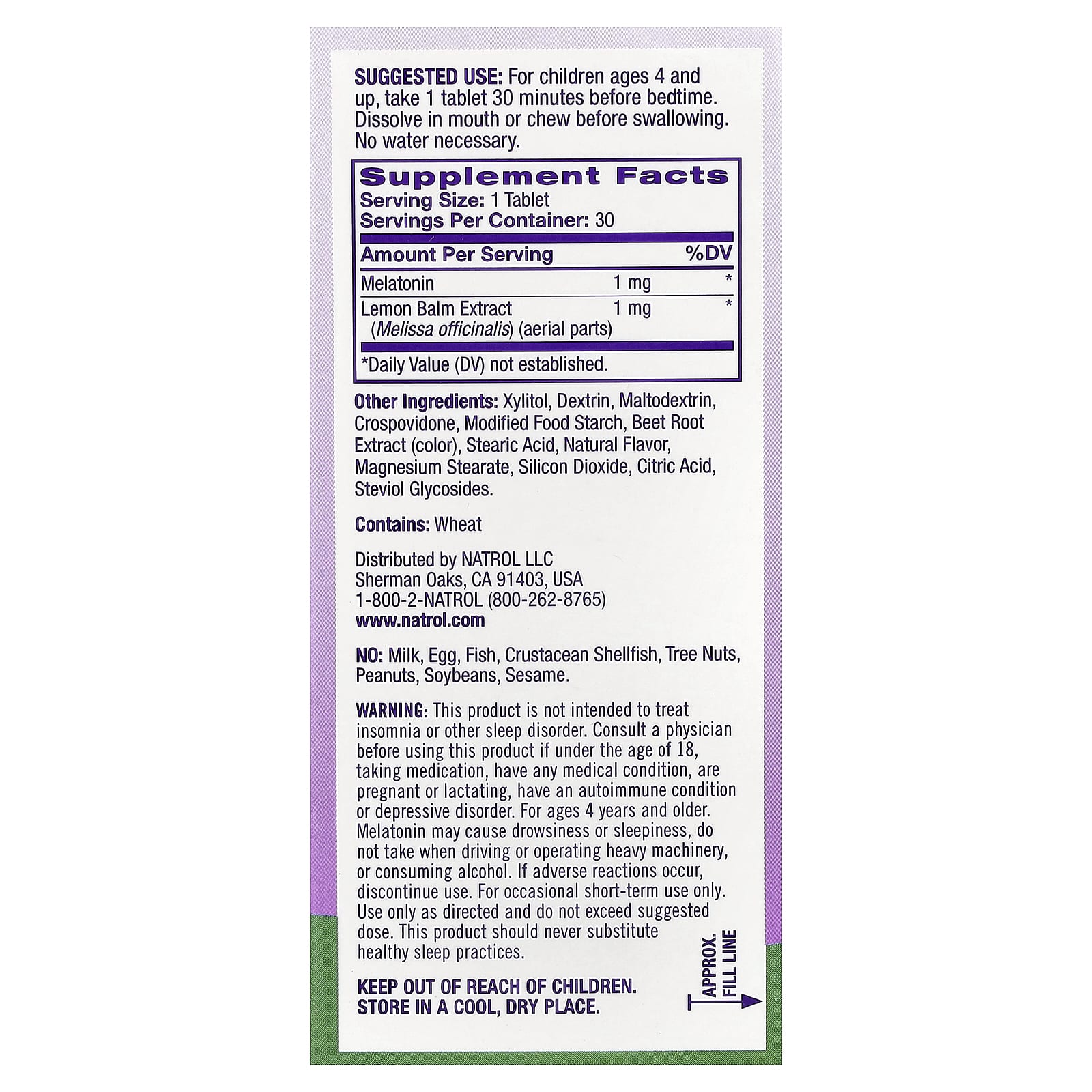 Melatonina Infantil, Morango - 30 comprimidos - Natrol