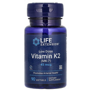 Vitamina K2 (MK-7) de baixa dosagem 45 mcg, 90 cápsulas gelatinosas, Life Extension