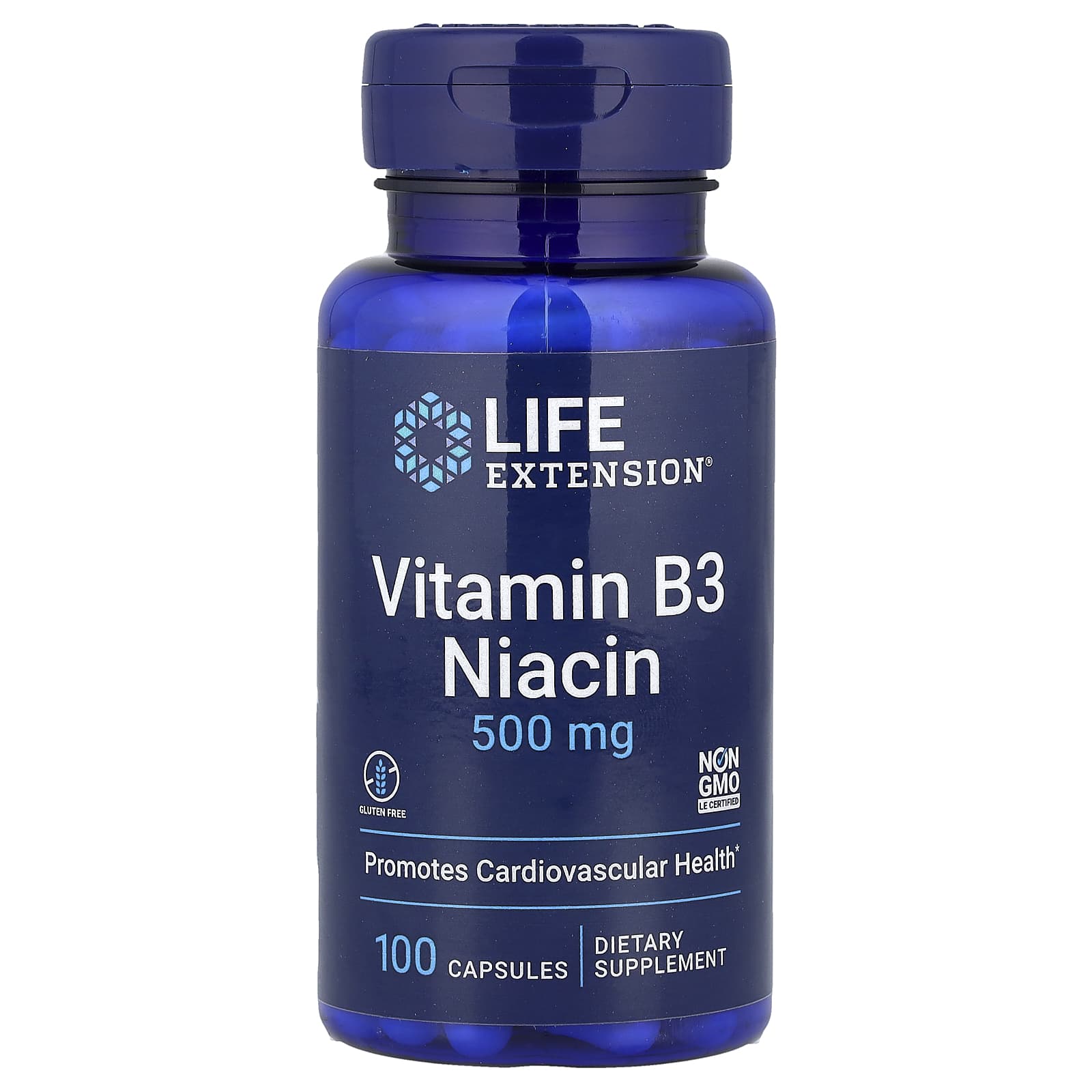Vitamina B3 Niacina, 500 mg, 100 Cápsulas, Life Extension