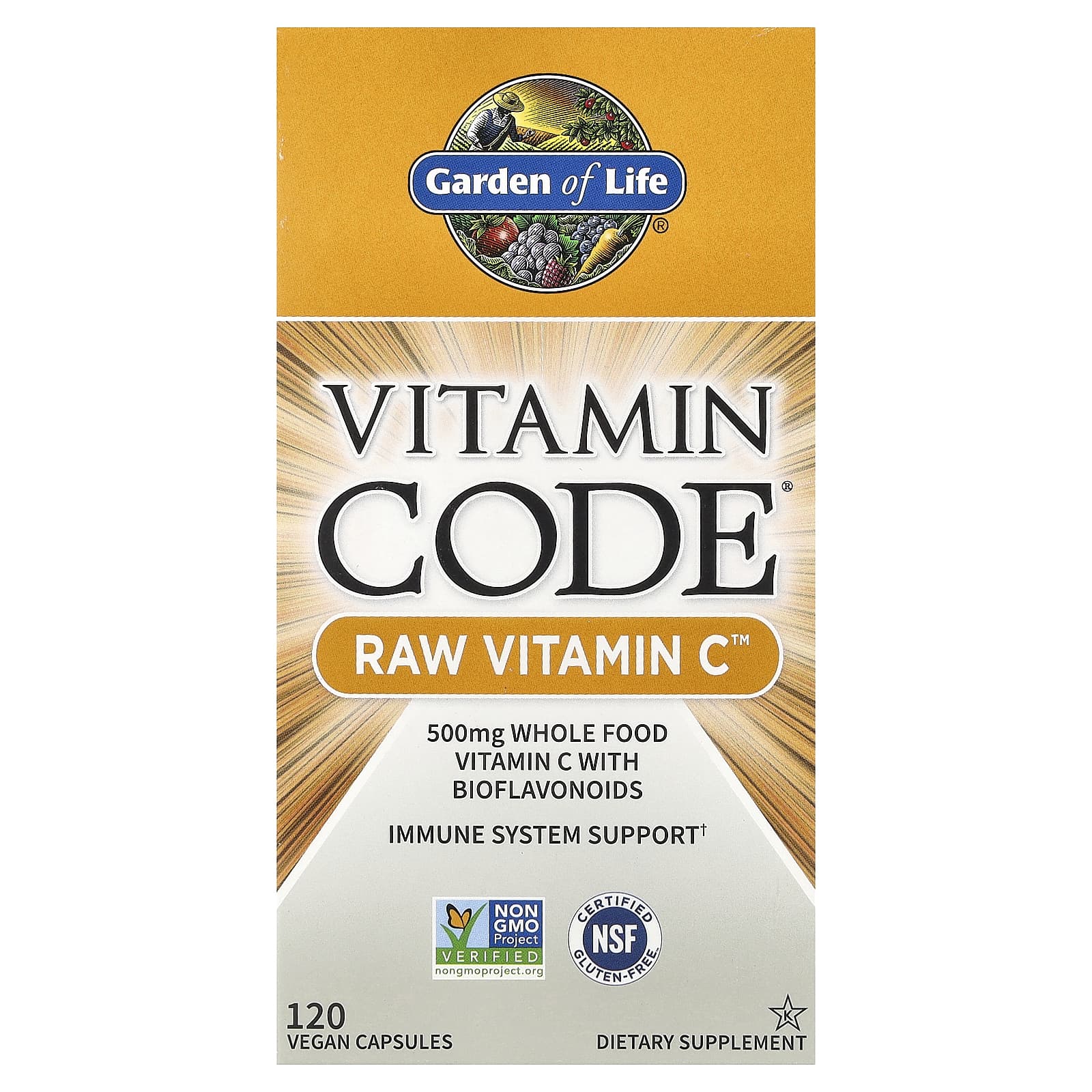 Vitamin Code Vitamina C Crua - 120 cápsulas veganas, Garden of Life