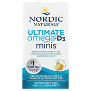 Ultimate Omega 2X Mini com Vitamina D3, 1120mg Limão - 60 mini cápsulas gelatinosas, Nordic Naturals