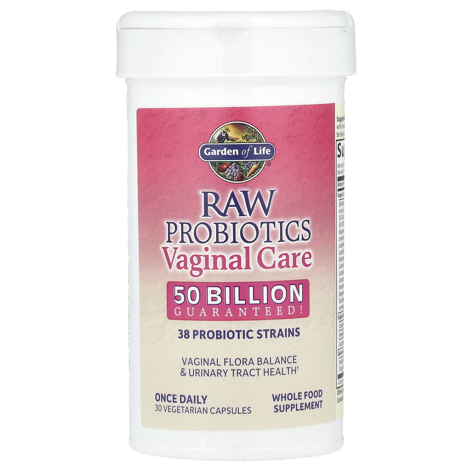 Raw Probiotics Vaginal Care (Estável em prateleira) - 30 cápsulas vegetais, Garden of Life