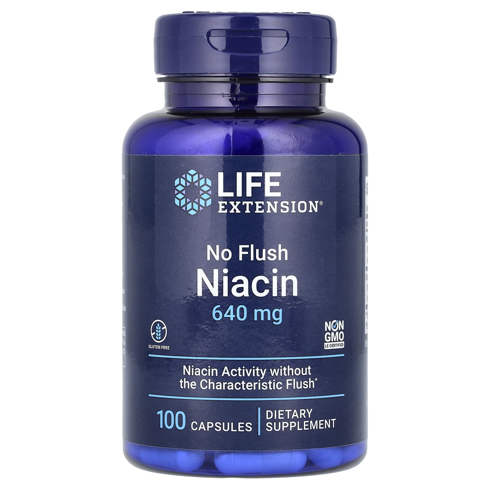 Niacina No Flush 640 mg, 100 cápsulas, Life Extension
