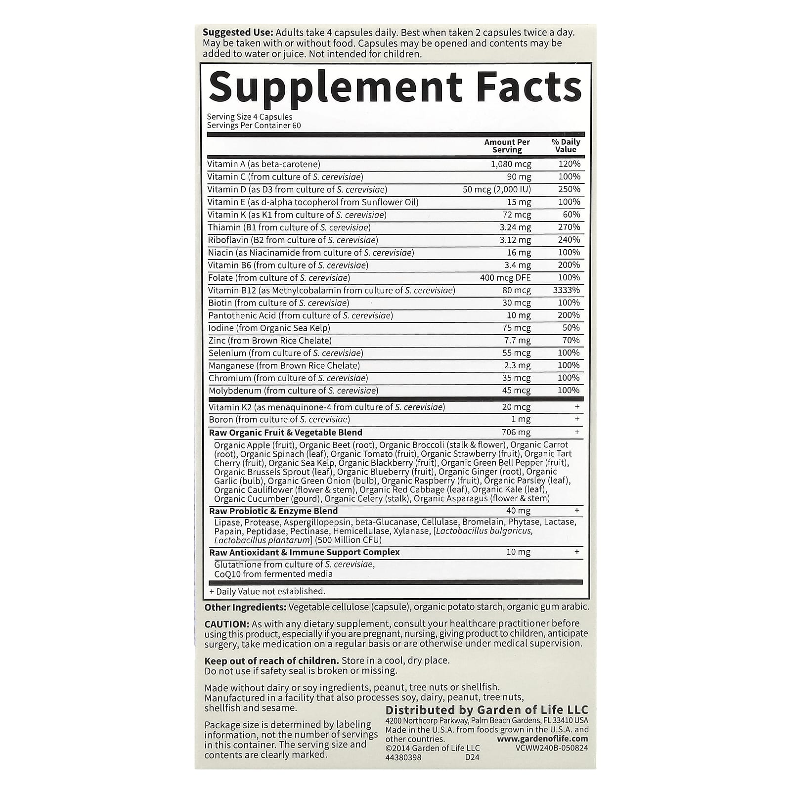 Vitamin Code 50 e Mulheres Mais Sábias - 240 cápsulas vegetais, Garden of Life