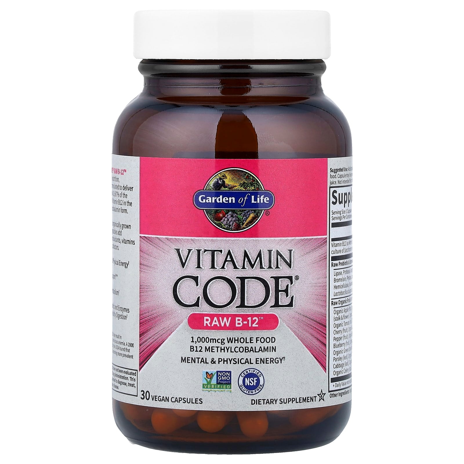 Vitamin Code Raw B-12 - 30 cápsulas veganas, Garden of Life