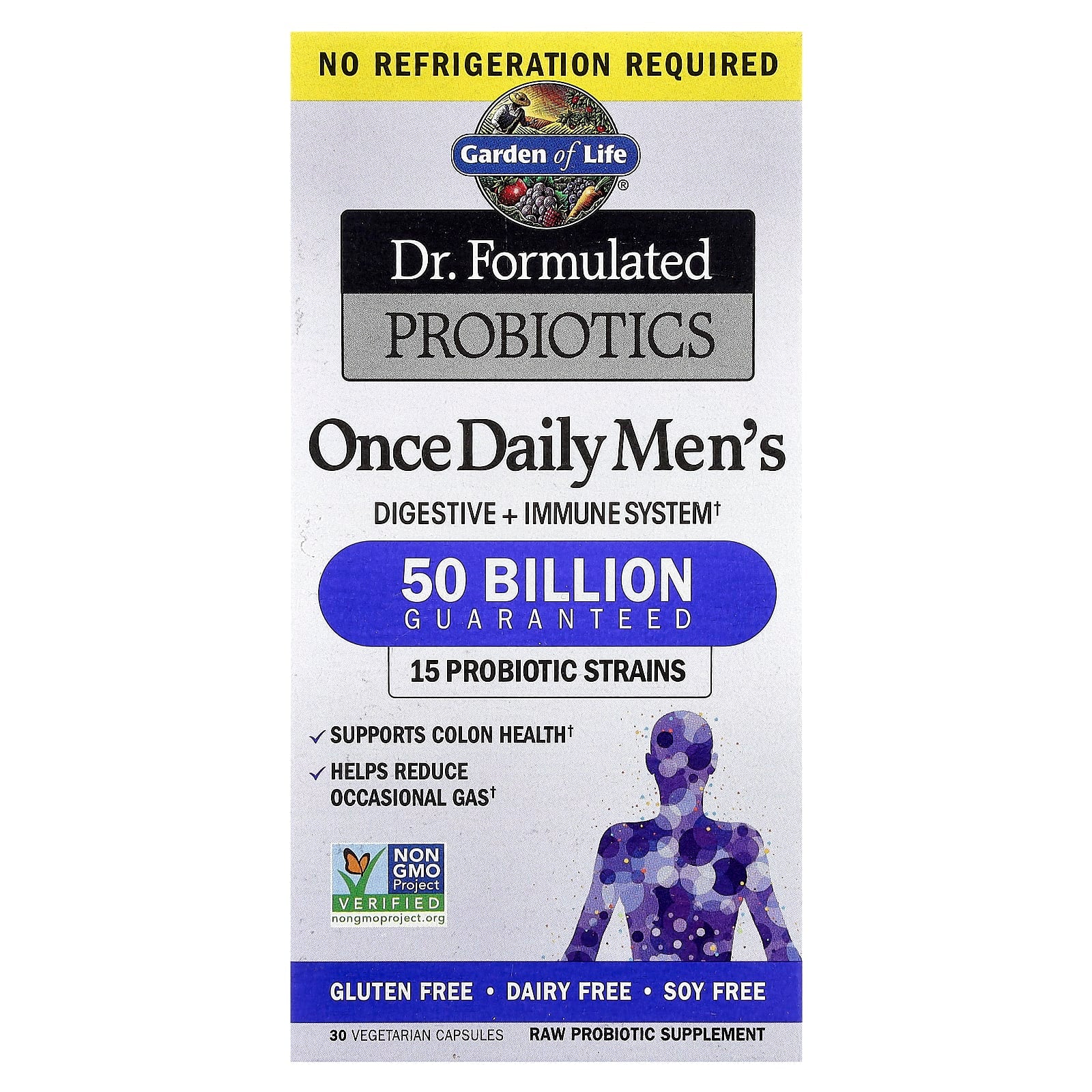Probióticos Formulados pelo Dr. Uma Vez por Dia para Homens - 30 cápsulas vegetais, Garden of Life