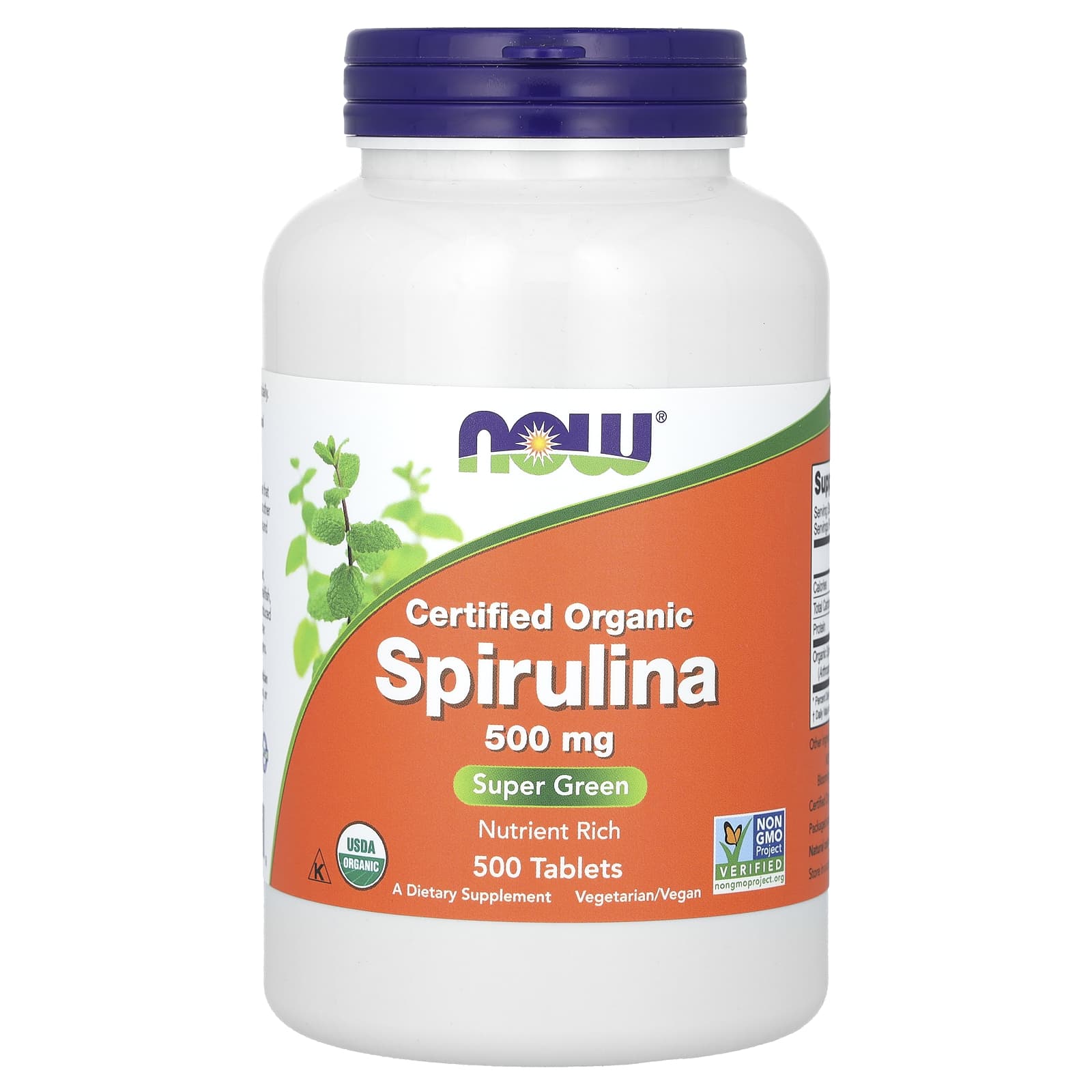 Espirulina - 500mg, 500 comprimidos, Now Foods
