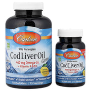Gemas de óleo de fígado de bacalhau selvagem norueguês - 460 mg - 150 + 30 cápsulas gelatinosas - Carlson Labs