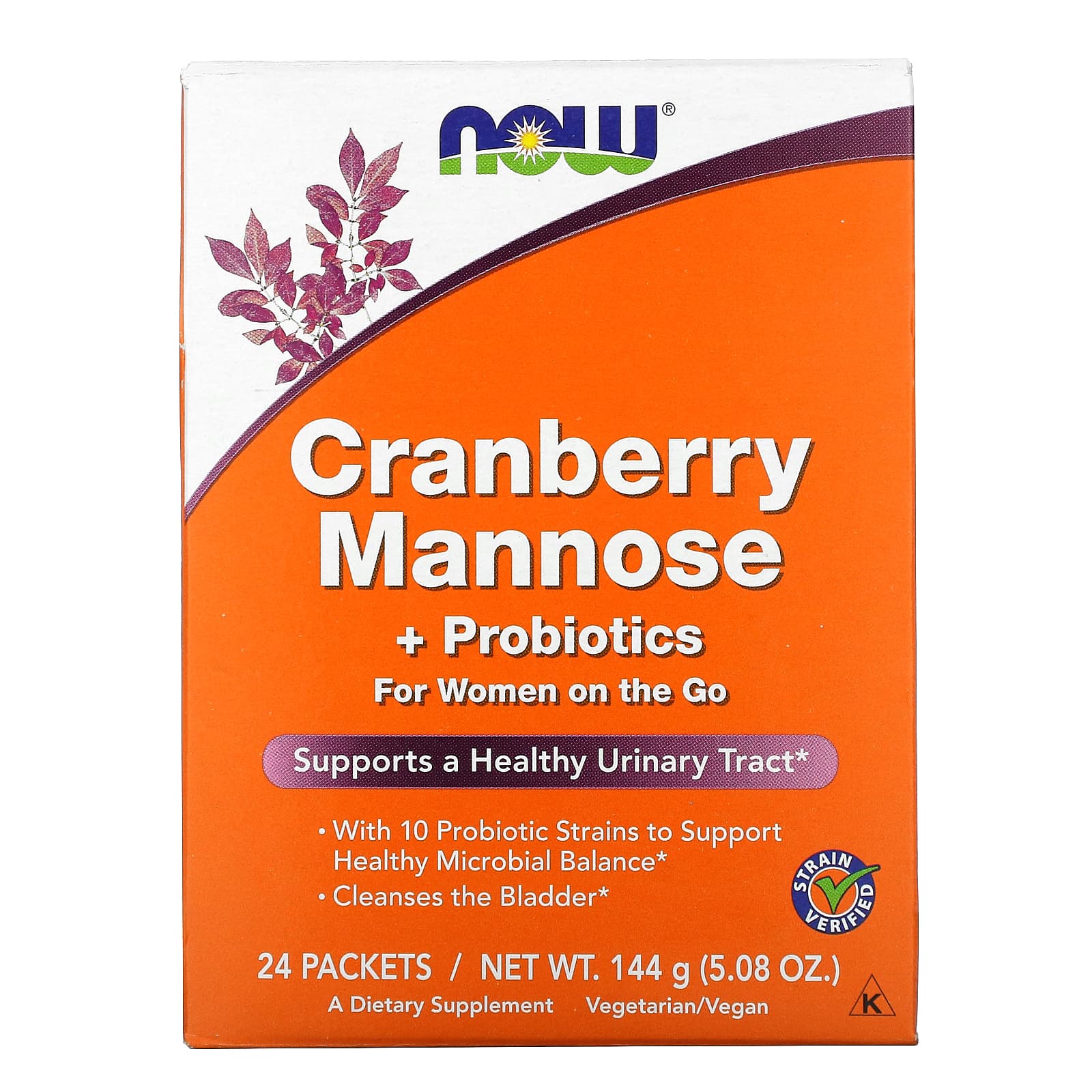 Cranberry Mannose + Probióticos, 24 packets, Now Foods