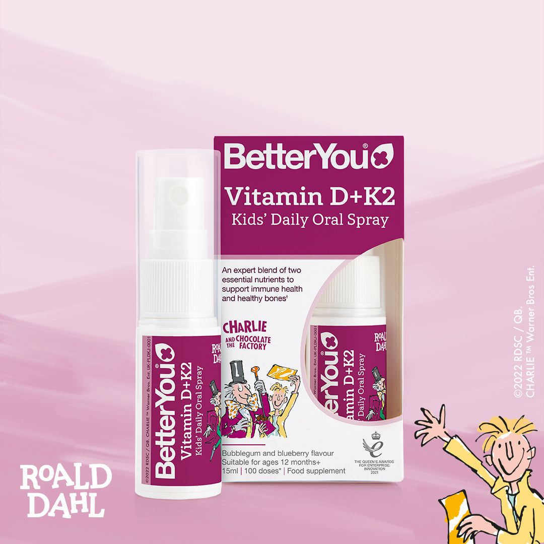 Spray oral diário infantil de vitamina D+K2, chiclete e mirtilo - 15 ml., BetterYou