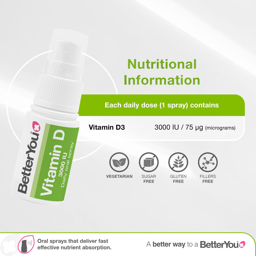 D3000, Spray Oral Diário de Vitamina D - 15 ml., BetterYou