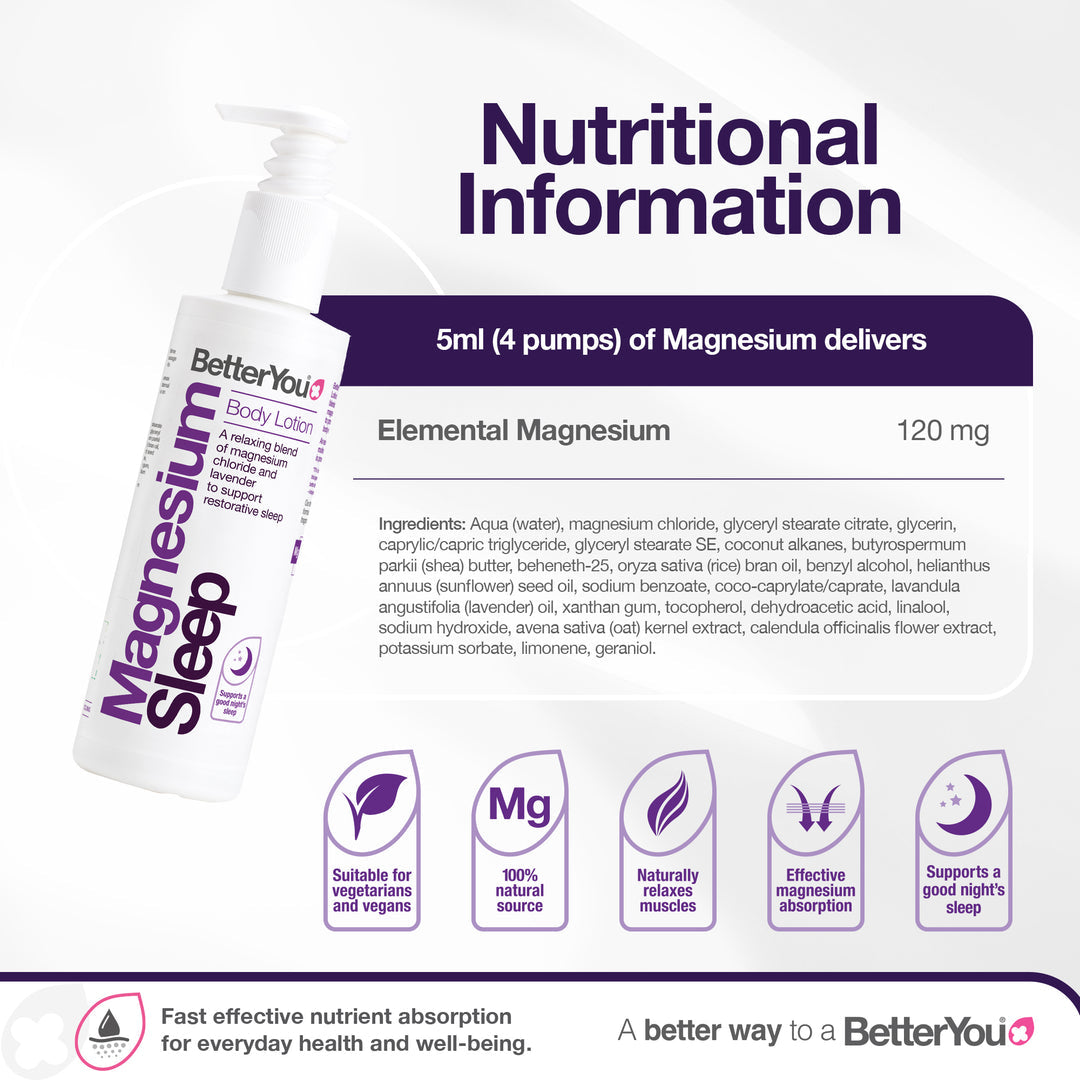 Loção Mineral de Magnésio para Dormir - 180 ml., BetterYou