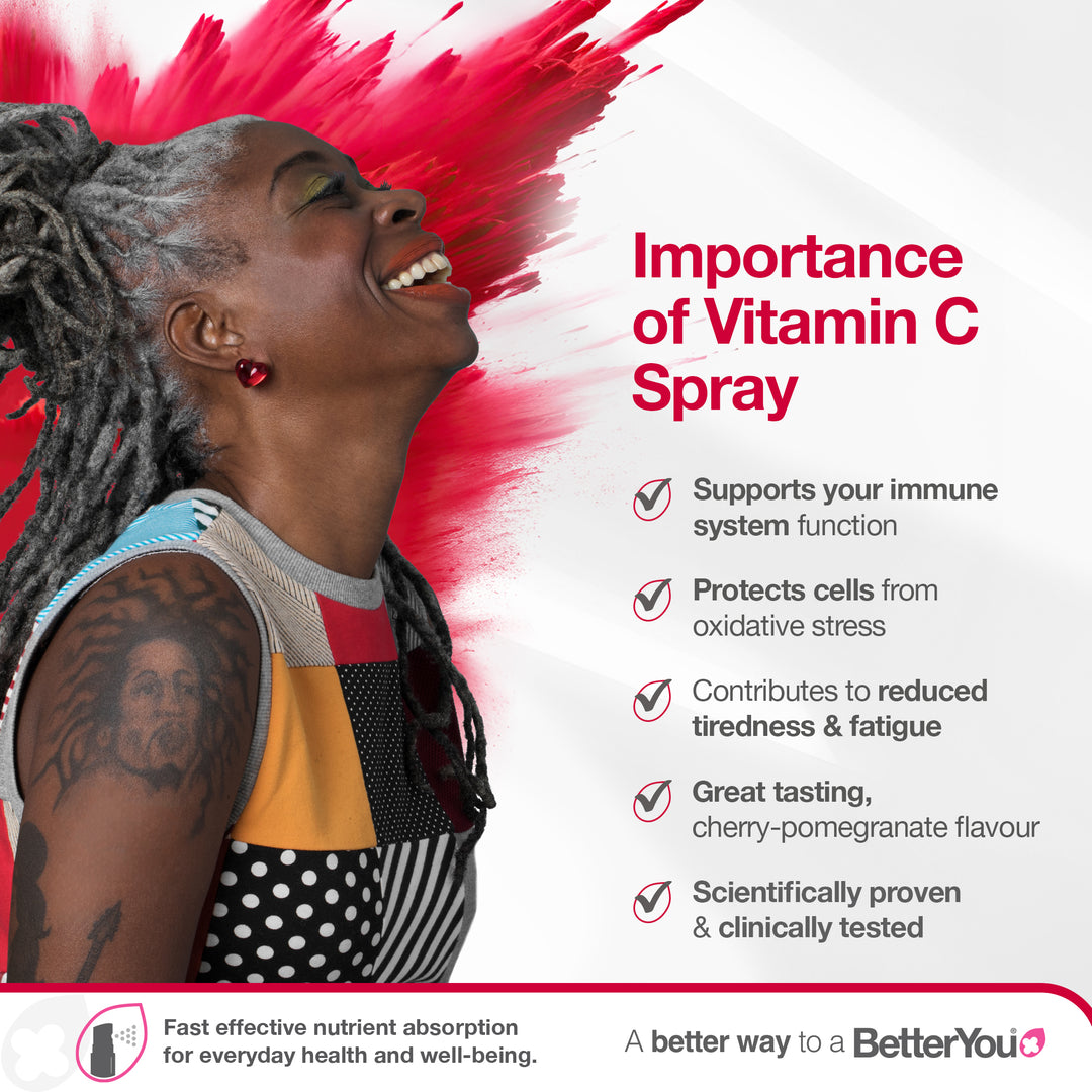 Spray oral diário de vitamina C, cereja natural e romã - 50 ml., BetterYou