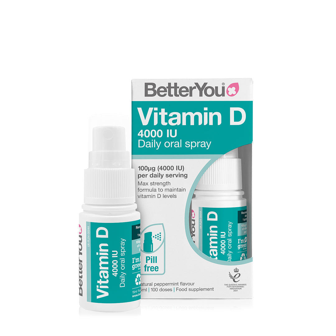 DLux 4000 Spray oral diário de vitamina D, hortelã-pimenta natural - 15 ml., BetterYou