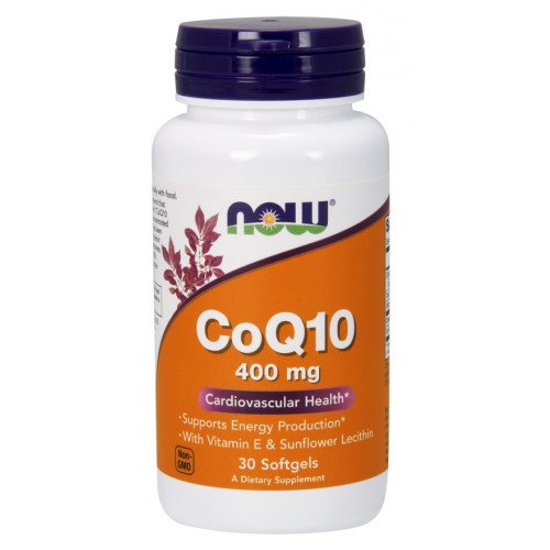 CoQ10 com vitamina E e lecitina de girassol, 400 mg, 30 softgels, Now Foods