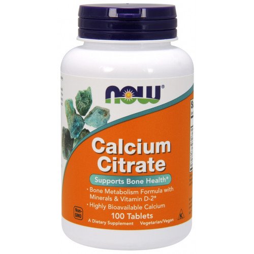 Citrato de cálcio com minerais e vitamina D-2, 100 comprimidos, Now Foods