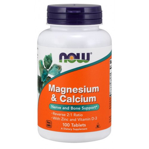 Magnésio e Cálcio com Zinco e Vitamina D3, 100 comprimidos, Now Foods