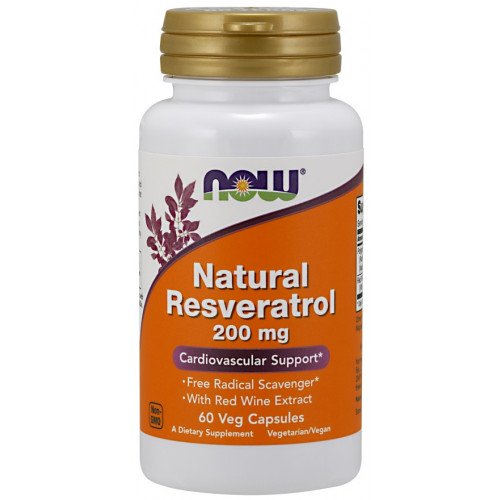 Resveratrol Natural com Extrato de Vinho Tinto - 200mg, 60 vcaps, Now Foods