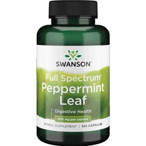 Folha de hortelã-pimenta de espectro completo, 400 mg