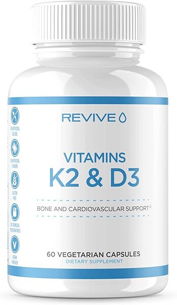 Vitaminas K2 + D3 - 60 cápsulas vegetais - Revive