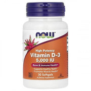 Vitamina D-3, 5000 UI, 30 cápsulas gelatinosas, Now Foods