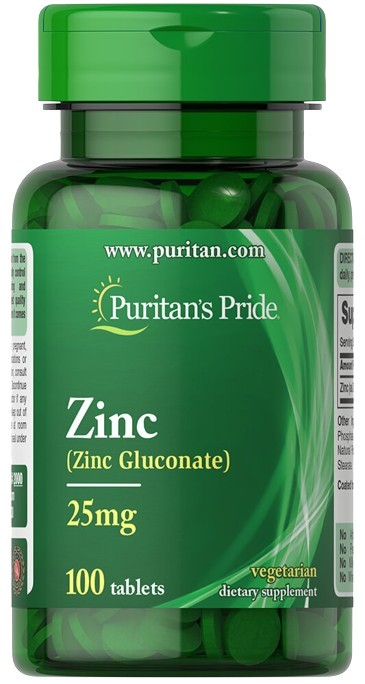 Zinco, 25mg - 100 comprimidos - Puritan's Pride
