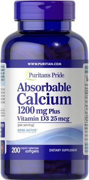 Cálcio Absorvível + Vitamina D3 - 200 cápsulas - Puritan's Pride