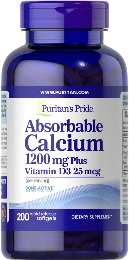Cálcio Absorvível + Vitamina D3 - 200 cápsulas - Puritan's Pride