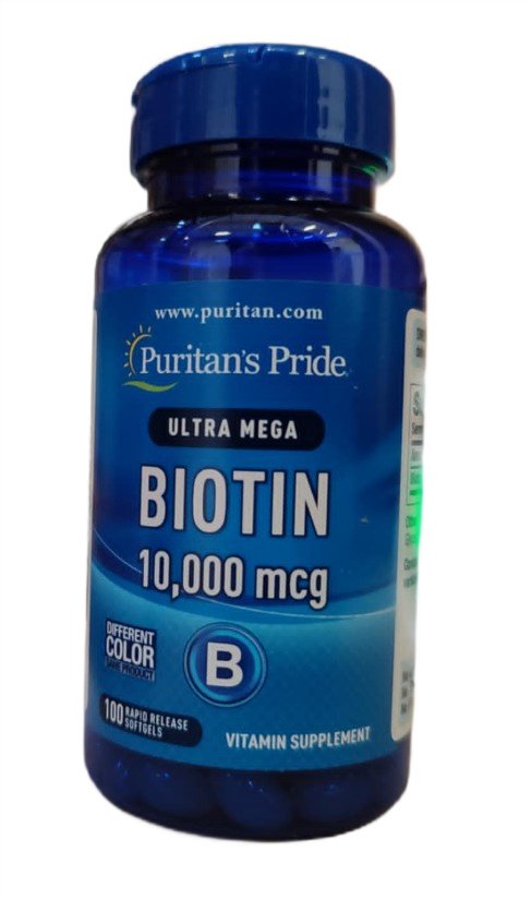 Biotina - 10000mcg - 100 cápsulas gelatinosas - Puritan's Pride