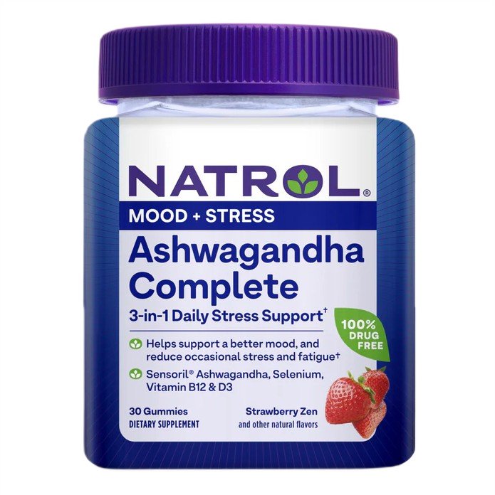 Ashwagandha Complete, Morango Zen - 30 gomas - Natrol