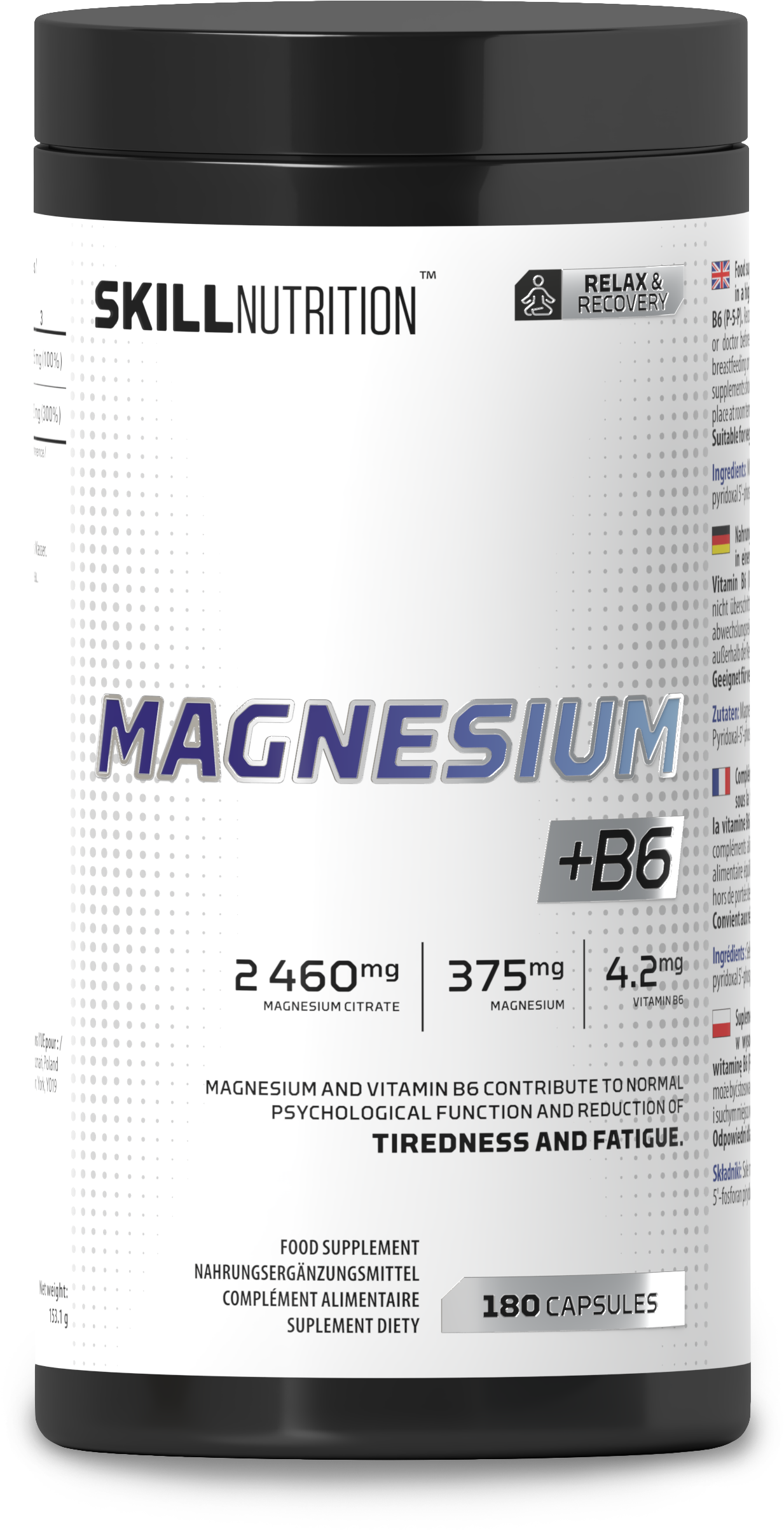Magnesium + B6 - Magnesium + B6  - 180 caps - Skill Nutrition