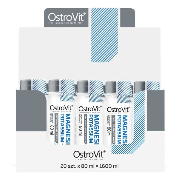 Magnésio Potássio + Shot B6, Limão Lima Uva - 20 x 80 ml. - OstroVit