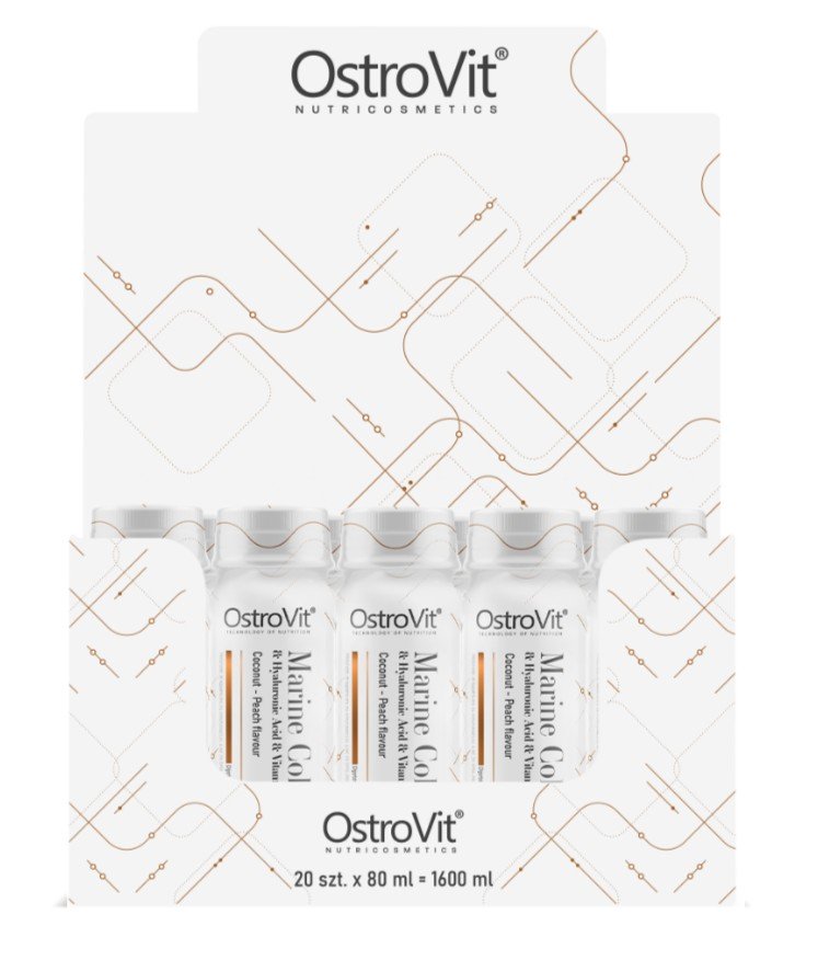 Colágeno Marinho Shot, Coco-Pêssego - 20 x 80 ml. - OstroVit
