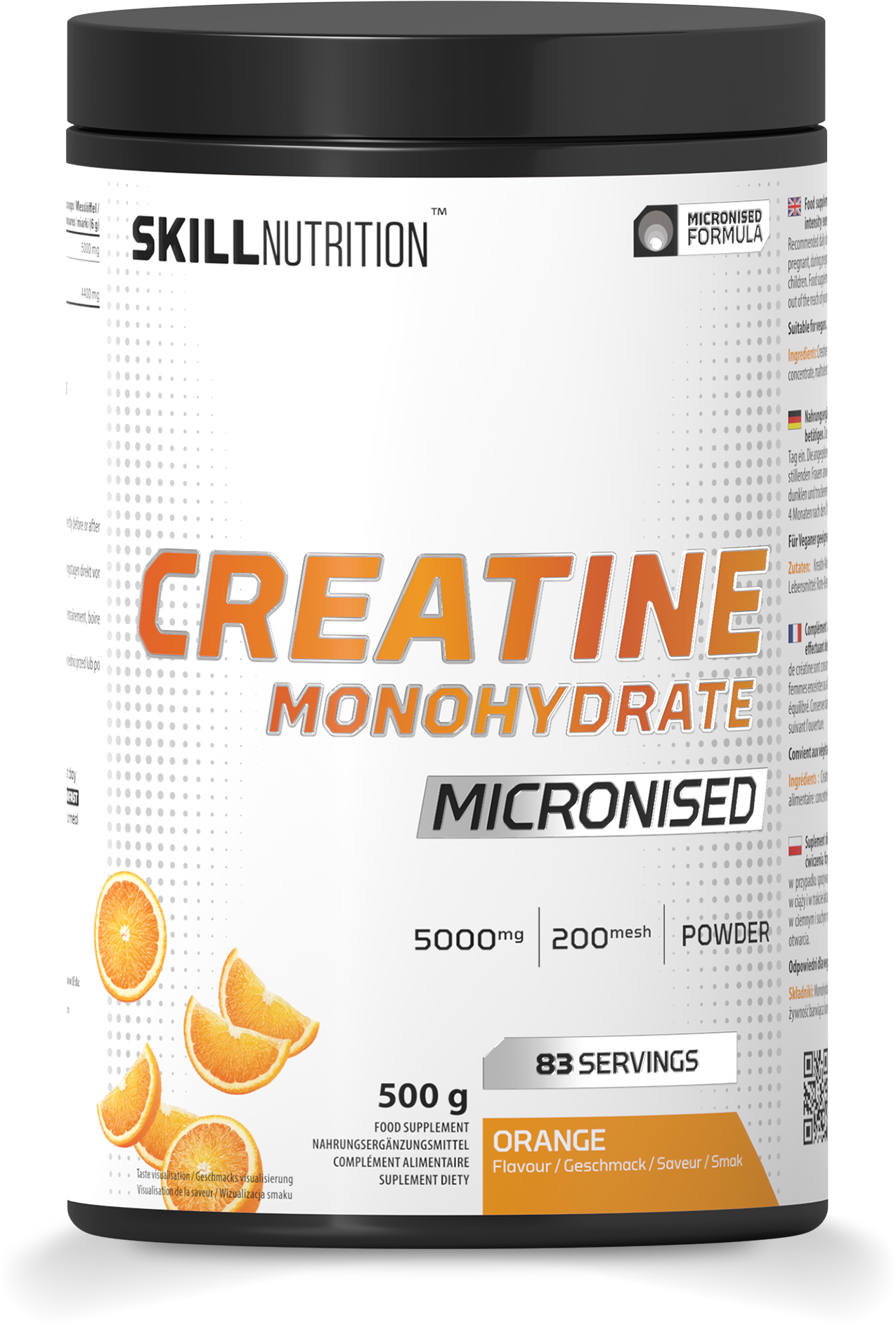 Micronised Creatine Monohydrate Flavoured Orange - 500 grams - Skill Nutrition