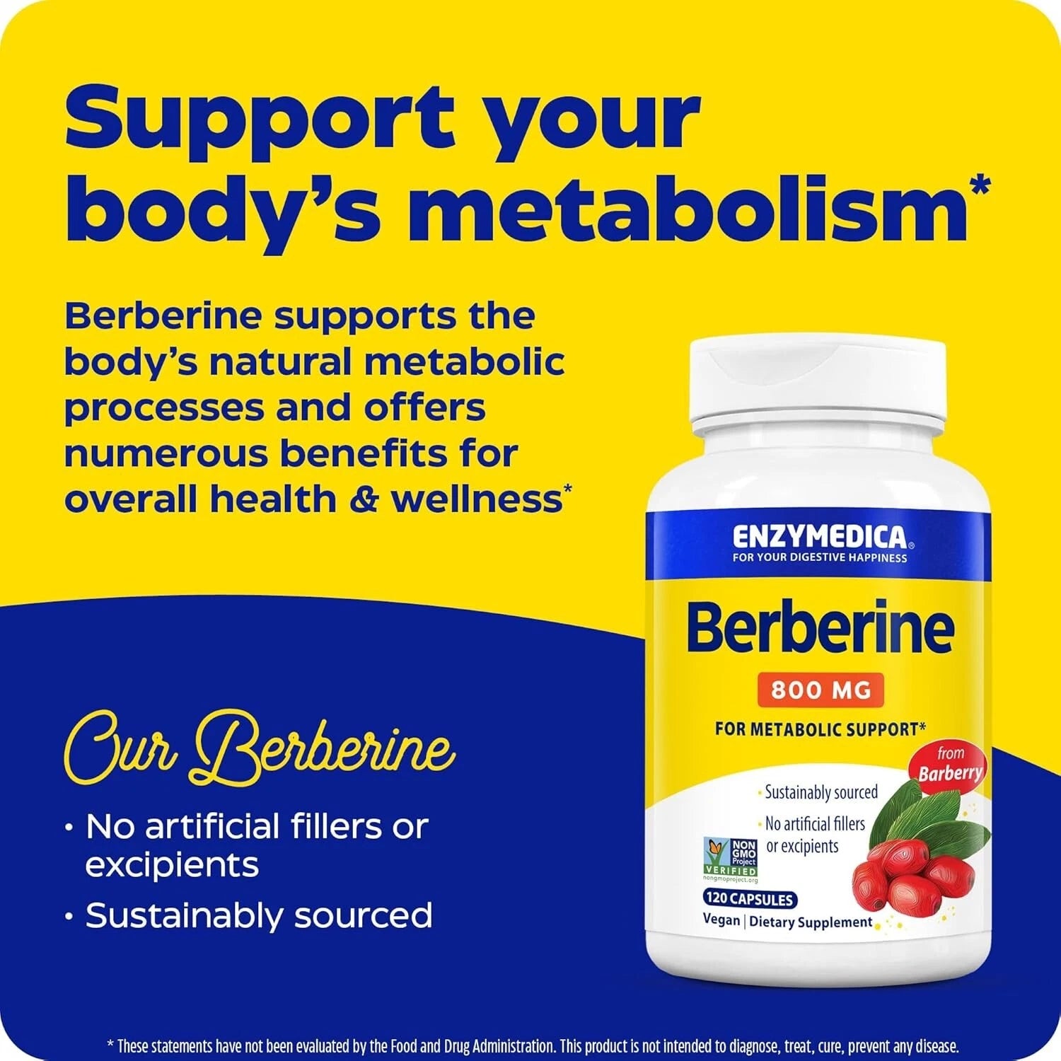 Berberina - 120 cápsulas - Enzymedica