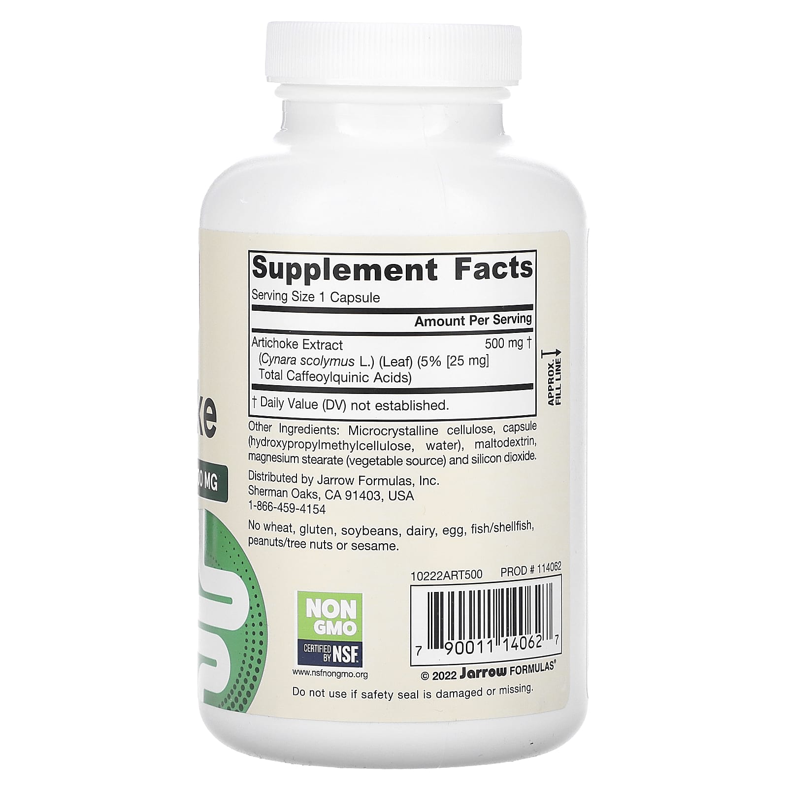 Alcachofra, 500mg - 180 cápsulas vegetais, Jarrow Formulas